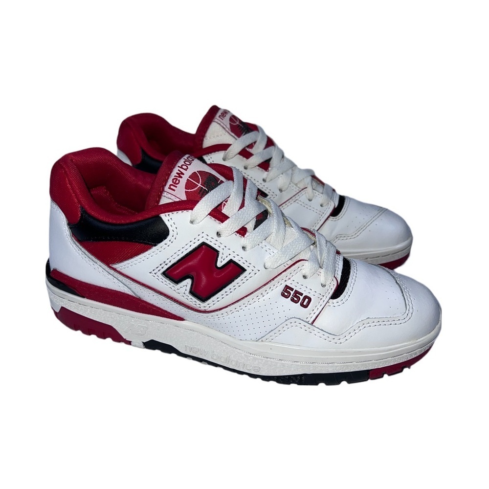New Balance 550 White Red Black Sneakers Men’s Size 8 Classic Retro Style